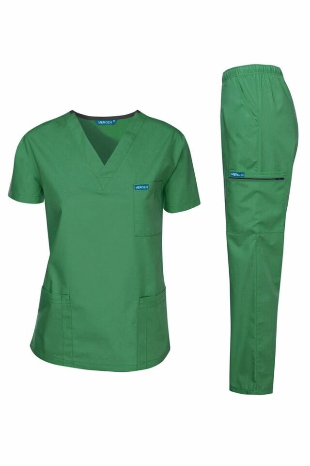 Kadın Cerrahi Üniforma Ameliyathane Yeşili Grey's Anatomy Yarasa Kol
