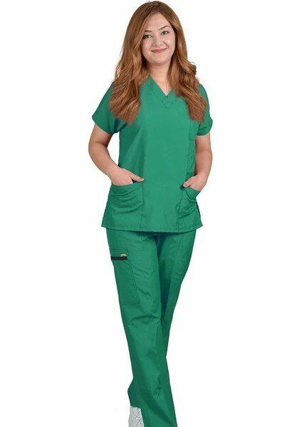 Kadın Cerrahi Üniforma Ameliyathane Yeşili Grey's Anatomy Yarasa Kol Alt Üst Takım