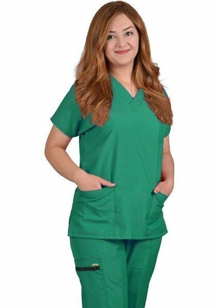 Kadın Cerrahi Üniforma Ameliyathane Yeşili Grey's Anatomy Yarasa Kol Alt Üst Takım